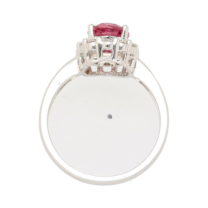 1.81 Carat Oval Cut Padparadscha Sapphire Round Diamond Halo Ring 18K White Gold Madagascar No Heat-Time and Carat