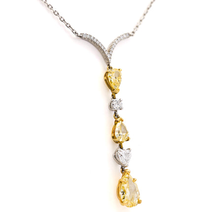 2.16ctw Fancy Intense Yellow Diamond Lariat Necklace Platinum & 18K | GIA