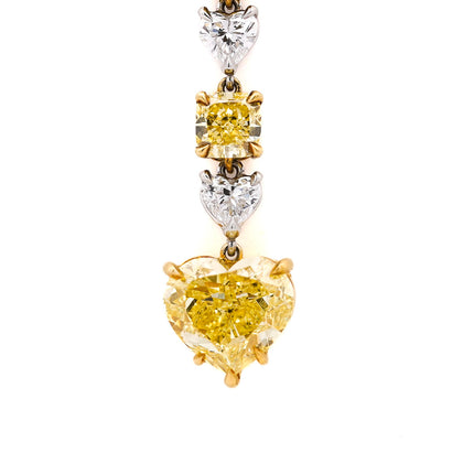 4.53ctw Fancy Intense Yellow Heart Diamond Drop Pendant 18K | GIA