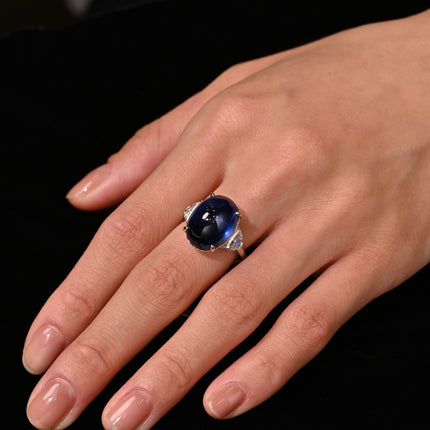20 Carat Royal Blue No Heat Burma Sapphire & Diamond Ring