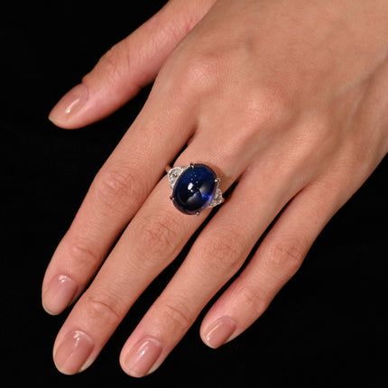 20 Carat Royal Blue No Heat Burma Sapphire & Diamond Ring