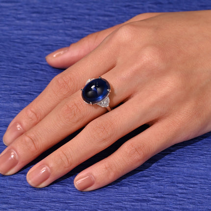 20 Carat Royal Blue No Heat Burma Sapphire & Diamond Ring