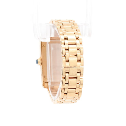 20 x 35mm Cartier Tank American Quartz Yellow Gold Ladies Watch Blue Cabochon Crown Bracelet Vintage-Time and Carat
