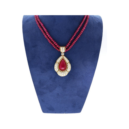 22.41 Carat Cabochon Ruby Diamond Emerald Cut Pendant Necklace-Time and Carat