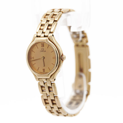 24mm Omega Deville Quartz Yellow Gold Ladies Watch Vintage 1997-Time and Carat