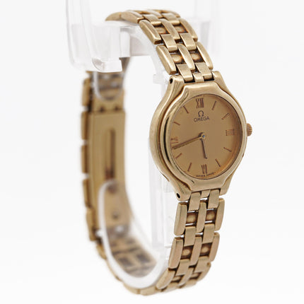 24mm Omega Deville Quartz Yellow Gold Ladies Watch Vintage 1997-Time and Carat