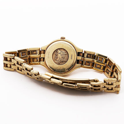 24mm Omega Deville Quartz Yellow Gold Ladies Watch Vintage 1997-Time and Carat