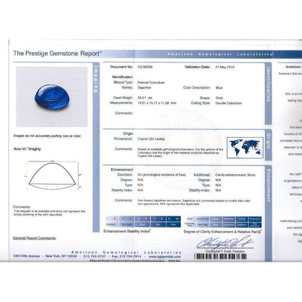 29.51 Carat Cabochon Cut Ceylon Blue Sapphire Solitaire Mens Ring-Time and Carat