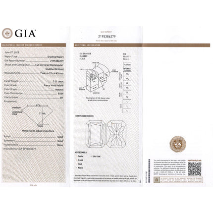 2.01 Carat Radiant Cut Fancy Vivid Yellow Diamond Half Moon Diamond Three Stone Ring 18K White Yellow Gold-Time and Carat