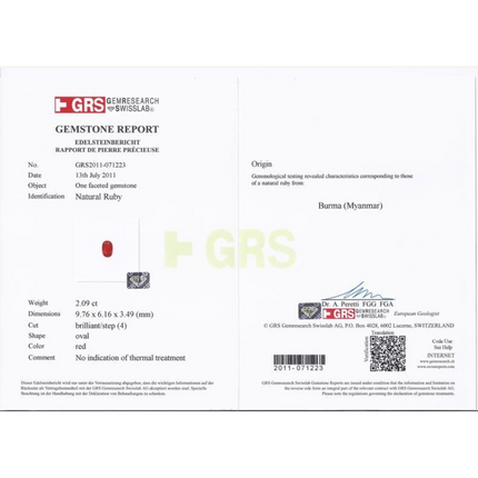 2.09 Carat Oval Cut No Heat Burma Ruby Diamond Halo Ring Platinum Yellow Gold-Time and Carat