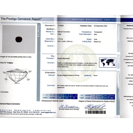 2.19 Carat Oval No Heat Burma Ruby Trapezoid Diamond Three Stone Ring-Time and Carat