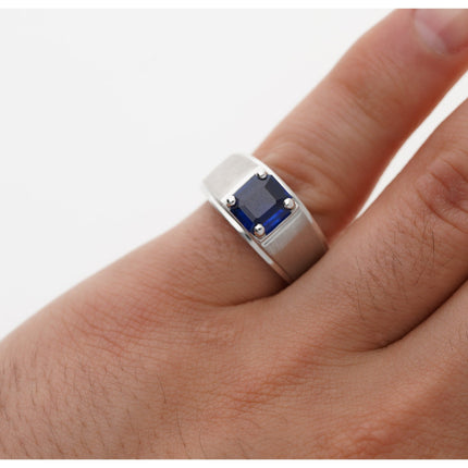 2.23 Carat Octagonal Cut Sri Lanka Blue Sapphire Mens Ring-Time and Carat