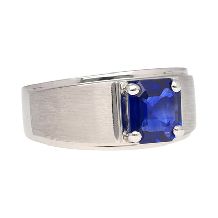 2.23 Carat Octagonal Cut Sri Lanka Blue Sapphire Mens Ring-Time and Carat