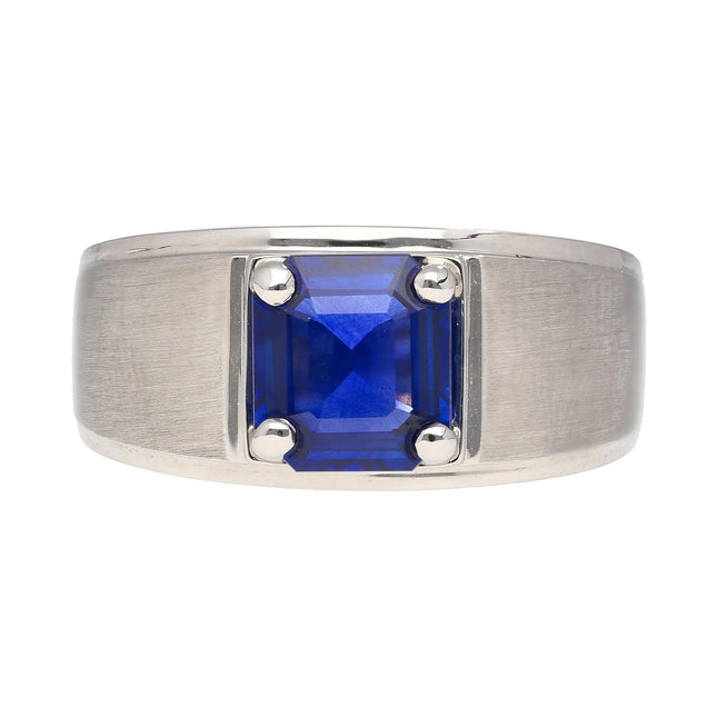 2.23 Carat Octagonal Cut Sri Lanka Blue Sapphire Mens Ring-Time and Carat