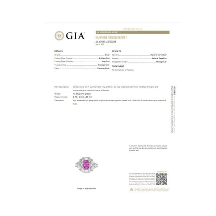 2.40 Carat Oval Cut Purplish Pink Sapphire Briolette Diamond Platinum Ring-Time and Carat