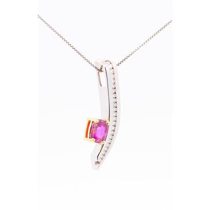 2.50 Carat Cushion Cut Purplish Pink Sapphire Pendant Necklace-Time and Carat