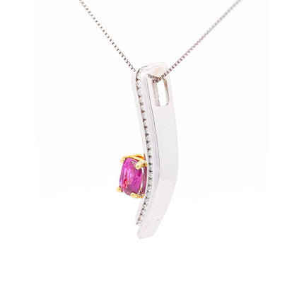 2.50 Carat Cushion Cut Purplish Pink Sapphire Pendant Necklace-Time and Carat
