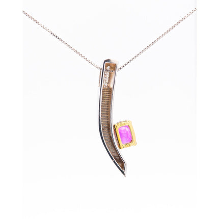 2.50 Carat Cushion Cut Purplish Pink Sapphire Pendant Necklace-Time and Carat