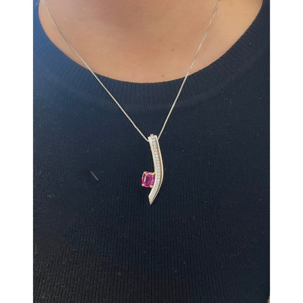 2.50 Carat Cushion Cut Purplish Pink Sapphire Pendant Necklace-Time and Carat