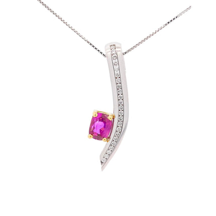 2.50 Carat Cushion Cut Purplish Pink Sapphire Pendant Necklace-Time and Carat
