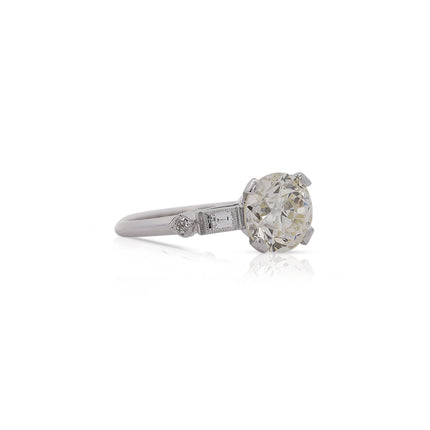 2.61 Carat European Cut M-N/VS1 Diamond Vintage Art Deco Engagement Ring