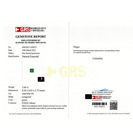 2.66 Carat Octagonal Emerald Cut Colombian Emerald Round Diamond Halo Ring-Time and Carat