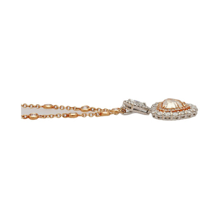 2.75 Carat Shield Cut Fancy Light Yellowish Brown Diamond Double Halo Pendant Necklace Two Tone-Time and Carat