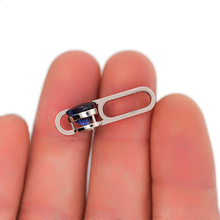 3.50 Carat Heart Cut Sri Lanka Blue Sapphire Diamond Channel Set Bail 18K White Gold Drop Pendant