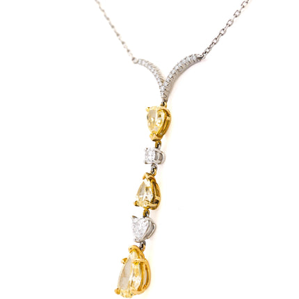 2.16ctw Fancy Intense Yellow Diamond Lariat Necklace Platinum & 18K | GIA