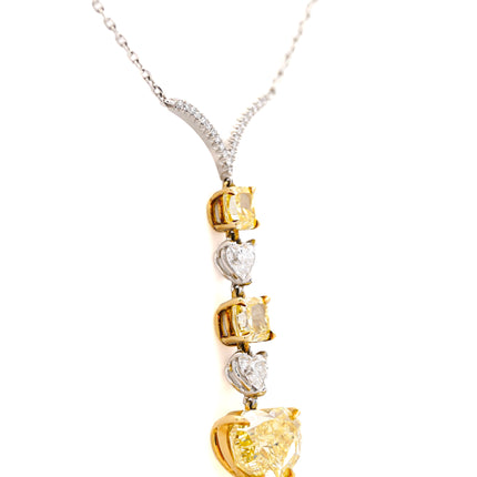 4.53ctw Fancy Intense Yellow Heart Diamond Drop Pendant 18K | GIA