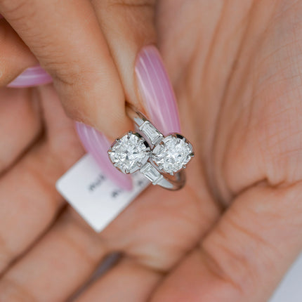 2.18ctw Cushion Diamond Toi et Moi Bypass Ring Platinum | GIA