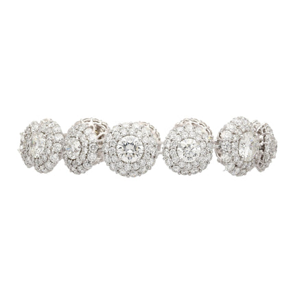 30.00 Carat Round Brilliant Diamond Circle Link Halo Bracelet-Time and Carat