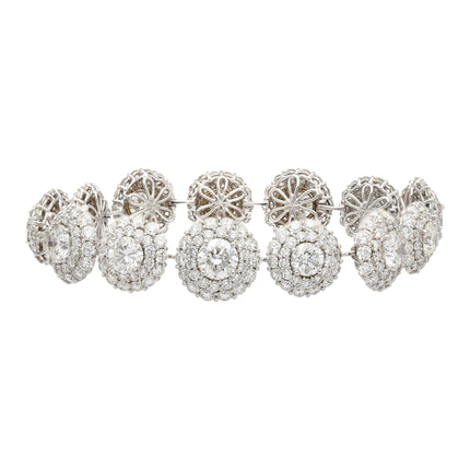 30.00 Carat Round Brilliant Diamond Circle Link Halo Bracelet-Time and Carat