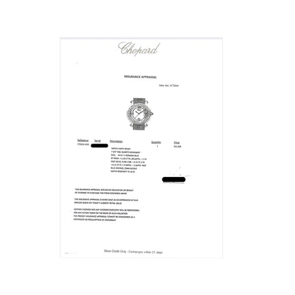 33mm Chopard Happy Sport Quartz Diamond Sapphire Bezel Floating Gemstones 18K White Gold Ladies Watch-Time and Carat
