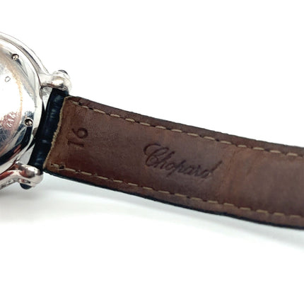 33mm Chopard Happy Sport Quartz Diamond Sapphire Bezel Floating Gemstones 18K White Gold Ladies Watch-Time and Carat