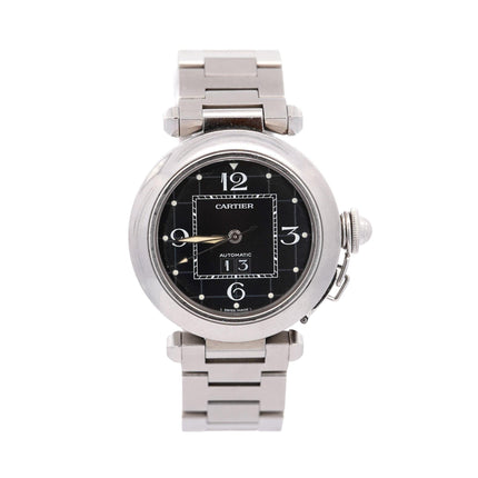 35mm Cartier Pasha Automatic Black Dial Stainless Steel Bracelet Unisex Watch-Time and Carat