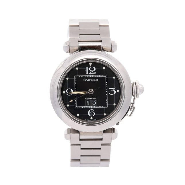 35mm Cartier Pasha Automatic Black Dial Stainless Steel Bracelet Unisex Watch-Time and Carat