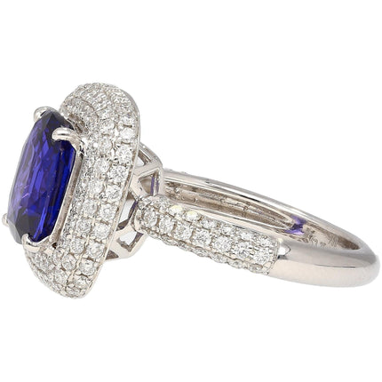 3.25 Carat Cushion No Heat Color Change Blue Sapphire Diamond Engagement Ring-Time and Carat