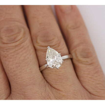 3.40 Carat Pear Cut Diamond Solitaire Ring-Time and Carat