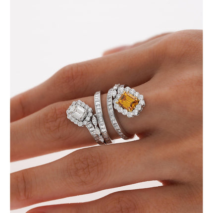 3.81 Carat Fancy Deep Yellow Orange Diamond White Diamond Two Piece Detachable Engagement Ring 18K Gold-Time and Carat
