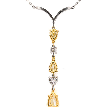 2.16ctw Fancy Intense Yellow Diamond Lariat Necklace Platinum & 18K | GIA