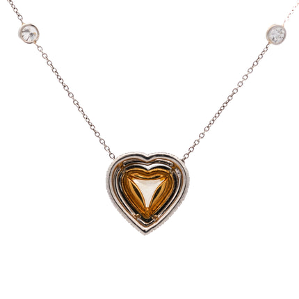 2.91ctw Fancy Intense Yellow Heart Diamond Halo Pendant | GIA