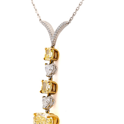 4.53ctw Fancy Intense Yellow Heart Diamond Drop Pendant 18K | GIA