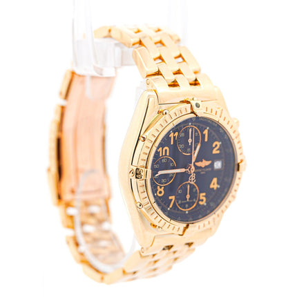 40mm Breitling Chronomat Automatic Chronograph 18K Solid Gold Black Dial Rotating Bezel Tachymeter Date Mens Watch 1995-Time and Carat