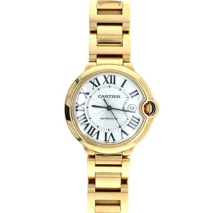 42mm Cartier Ballon Bleu Jumbo Automatic 18K Yellow Gold Guilloche Dial Date Mens Watch-Time and Carat