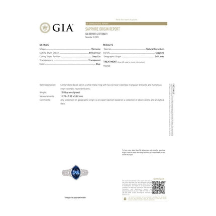 4.00 Carat Marquise Cut Ceylon Blue Sapphire Trillion Round Diamond Vintage Ring-Time and Carat