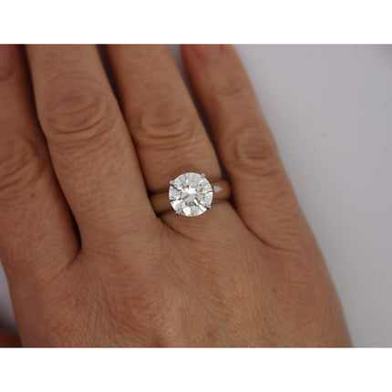 4.07 Carat Round Brilliant Diamond Platinum Solitaire Ring-Time and Carat