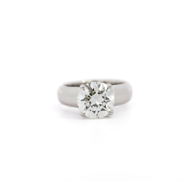 4.07 Carat Round Brilliant Diamond Platinum Solitaire Ring-Time and Carat