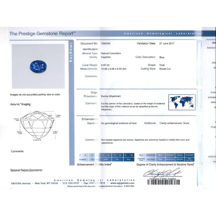 4.49 Carat Oval No Heat Burma Sapphire Curved Trillion Diamond Three Stone Cathedral Ring-Time and Carat