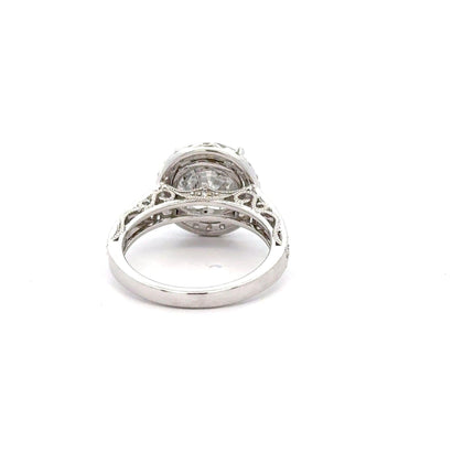 4.53 Carat Round Brilliant Diamond Floral Shank Halo Engagement Ring Filigree Milgrain-Time and Carat